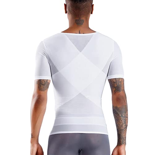 Mens Sauna Suit Neoprene Waist Trimmers Belt Slimming Sweat Vest Waist Trainer Vest Zipper Body Shaper M-3Xl(Color:米白色,Size:l) #TOP3