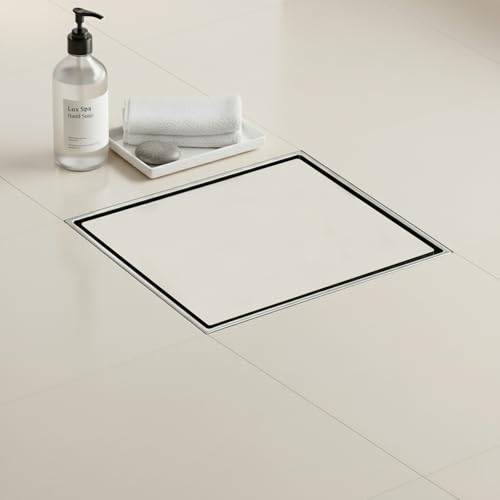 Image of EVANEX Tile Insert Floor Drain|Square Drainer Channel|5x5 Inches Invisible Shower Drain Channel|304 Stainless Steel Waste Water Floor Drain with Cockroach Trap|Drainer Channel|Bathroom Accessories Set