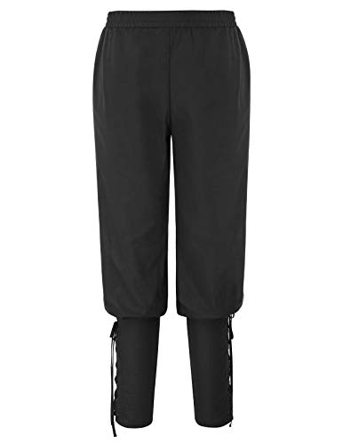SCARLET DARKNESS Medieval Victorian Lacing Pantalones de Tobillo para Hombre Talla 2XL Negro