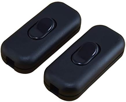 Inline Cord Switch AC 250V 6A On-Off DPST Control Rocker Switch for Bedroom Table Lamp Desk Light, Black (2 Pack)