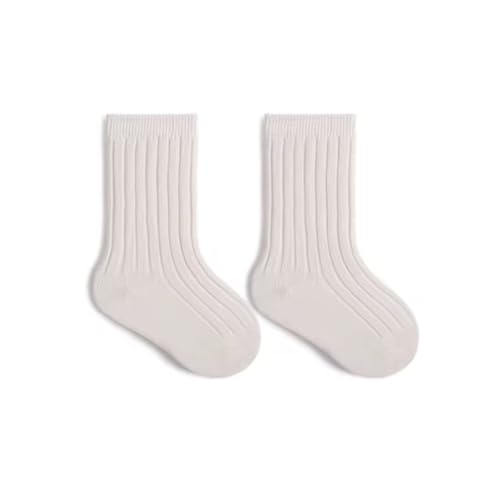 Generic Honey and Honesty Sensitive Baby 95% Cotton Natural White Ribbed Socks S(10-12 cm,) 0-1 Years