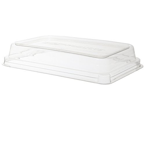 Eco-Products Recycled Rectangular To Go Container Lids, Case of 400, Dome Covers, Fits 24-32oz, 100% Recycled PET From Plastic Bottles, Clear For Visibility