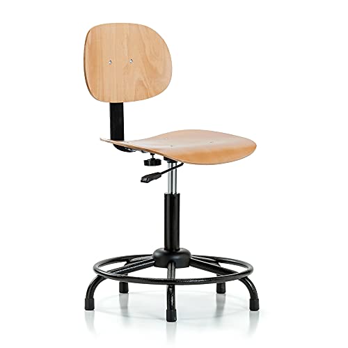 Image of Perch Wood Pneumatic Chair - Adjustable Back and Seat - Stationary Caps - Workbench Height - Office Chair