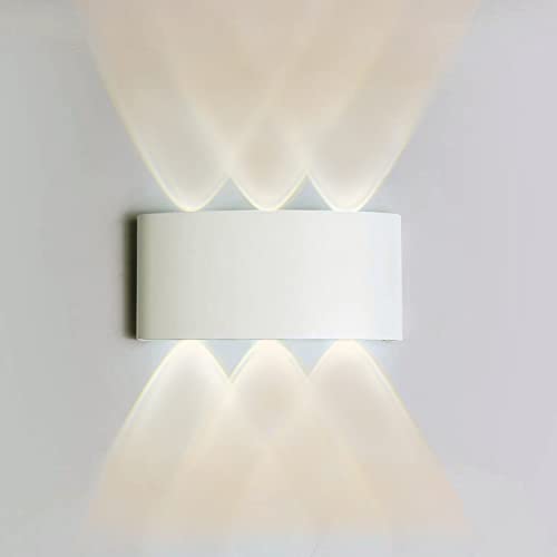 Dopastore Applique da Parete LED 18W Design Moderno Bianco Lampada da parete Da Interno Esterno Impermeabilità IP65 Per Camera Salone Giardino (Luce naturale 4000K)