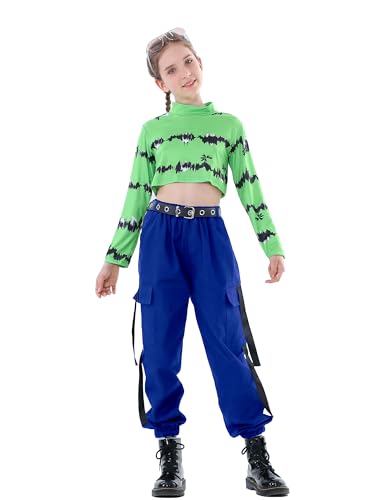 Image of Rolanko Girls Cargo Pants for Kids Loose Streetwear Hip Hop Dance Cotton Cargo Jogger Pants for Kids 4-15 Years
