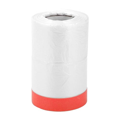 Image of Pre-Taped Masking Film Plastic Cover PE Film Masking Paper 1 Pc 2500x30cm / 82.02ftx11.81 inch White Red
