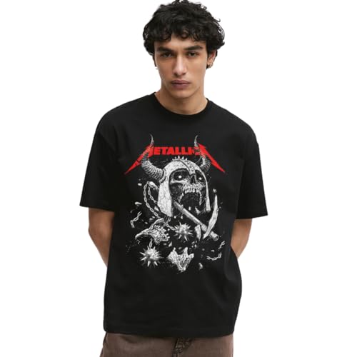 Image of Fly Mens & Womens Oversized T-Shirt - Casual, Stylish Drop Shoulder Half Sleeve Graphic Tee with Aesthetic Metallica Print| Black Oversized Round Neck Tshirt| t Shirt for Men