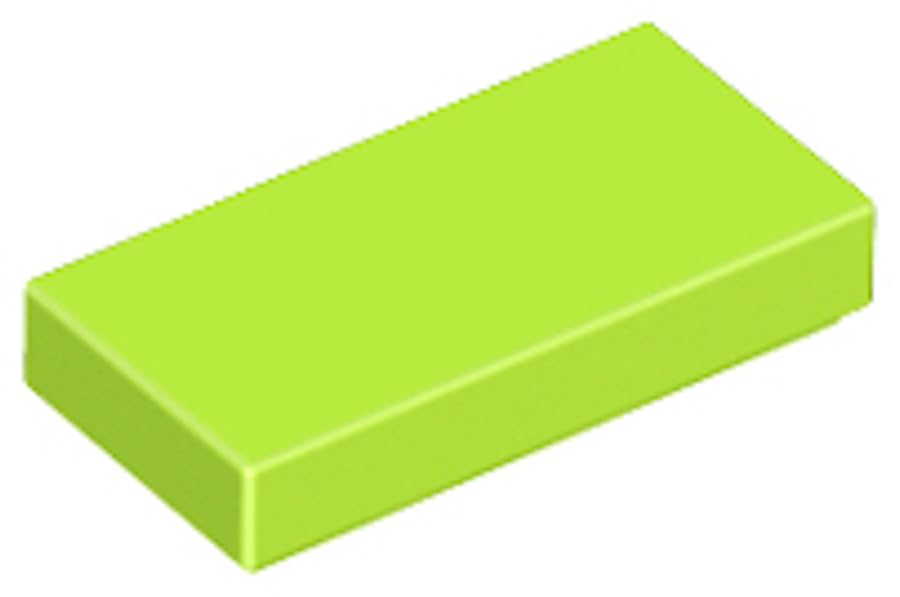 LEGO Tile 1x2, Part 3069, Building Block Component (Lime, 10, Bricks) — image 1