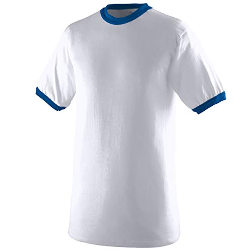 Augusta Sportswear Youth Ringer T-Shirt, Large, White/Royal