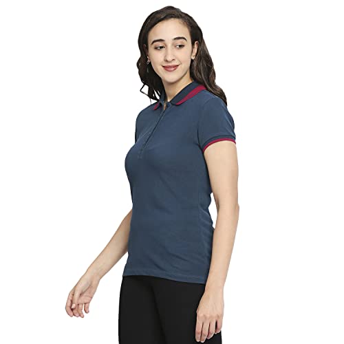 Image of Being Human Pink Semi Fit Polo Collar Short Sleeves Cotton Women's T-Shirt Clothing