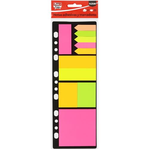 Fixo Notes | Conjunto de notas e marcadores adesivos | cores e tamanhos sortidos arquivos 4 anéis a4 | 25 folhas por bloco | 11 blocos, material escolar organizar