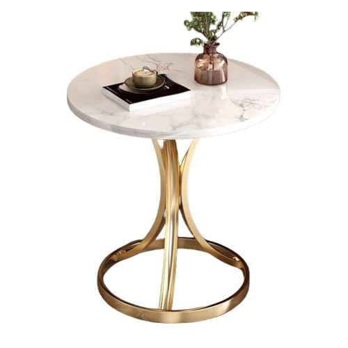 KCNN サイドテーブル 丸 コーヒーテーブル 大理石 ゴールド脚 ソファ横 ベッド横 テーブル 小さめ おしゃれ 北欧 丸型 ソファサイドテーブル 一人暮らし 食卓 カフェテーブル (大理石色+ゴールドテーブル脚)