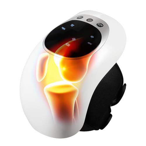 LIARTY Masajeador de Rodilla Inalámbrico, 3 Niveles de Calor, Masajeador de Rodilla con luz Roja, Masajeador Inalámbrico de Rodilla (Bianco e nero)