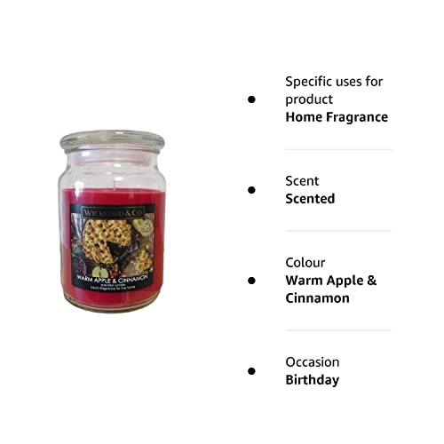 Luxury Scented Candle - Warm Apple & Cinnamon - 18 Oz Jar with lid - up to 95 Hour Burn Time - (by Wickford & Co) - Image 3