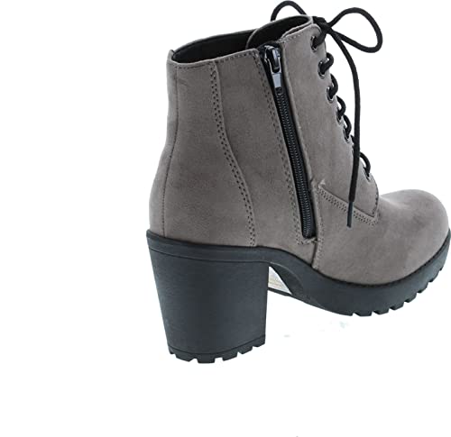 Image of Soda Second Lug Sole Chunky Heel Combat Ankle Bootie Lace up w /Side Zipper | Casual Boots