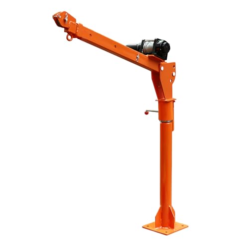 Steel Truck Mounted Crane Hoist with Winch Rope and Remote Control, Adjustable Height and Arm Length Electric Winch, 12V Truck-Mounted Crane for Construction Industry, Forestry Industry, Etc