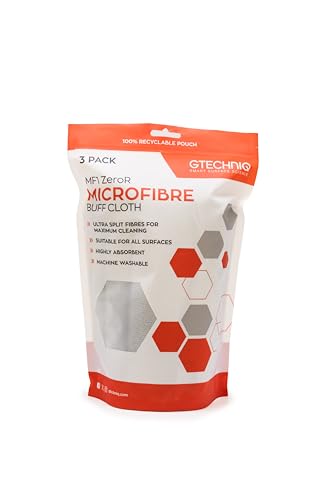 Gtechniq MF1 ZeroR Microfibre Cloth for Cars (3 Pack) | Soft Car Cleaning Cloth with Ultra Split Fibres, Machine Washable, 300gsm, 40x40cm