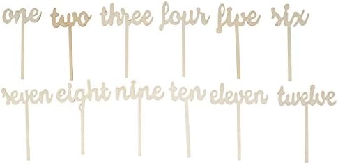 Wooden Table Numbers - 12-Pack Number Wood Sticks Table Decoration for Wedding, Party, Catering, One to Twelve, 9 x 6.89 x 1.57 Inches