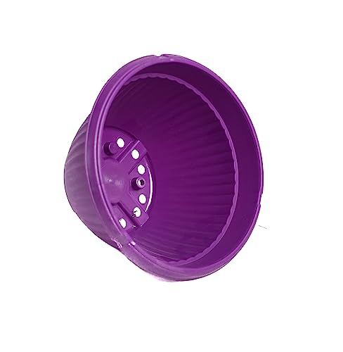 Image of Harshdeep Hanging Flower Pots for Home Decoration - Bello - Indoor Outdoor Balcony Garden Decor Round Plastic Planters 10 Inch Set of 5 (Purple)