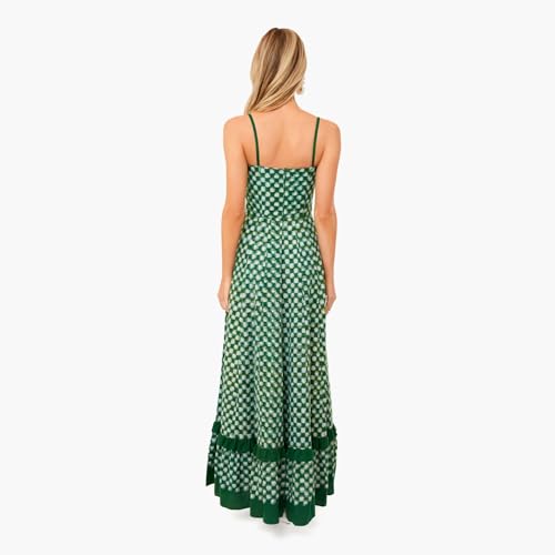 Women Long Beach Dress Sleeveless Spaghetti Strap Checkerboard Print Flowy Dress Midi Slip Dress 6
