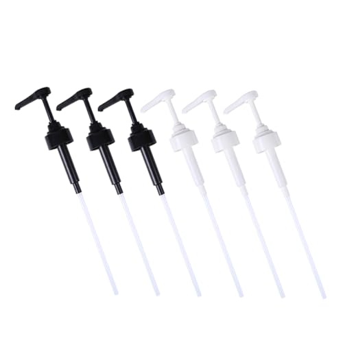 Unomor 6-pack Syrup Dispenser Pump Replacement Kitchen Sauce Bottle Pump Head Oil Dispenser Nozzle Plastic Versatile Quick Fit