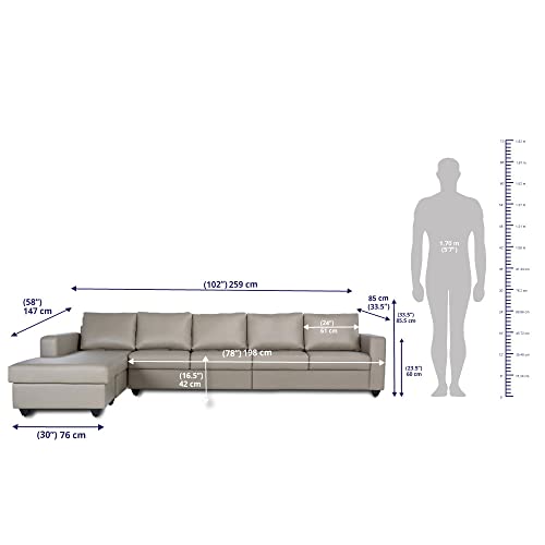 Image of Wakefit Sofa Set | 3 Year Warranty | Sofa 3 Seater, 3 Seater Sofa for Living Room, Wooden Sofa Set, 4 Seater + Left Aligned, Sofa for Living Room - Napper(Jindal : Cappuccino)