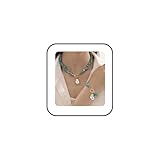 Bestleey Turquoise Necklace Bracelet Set for Women,Vintage Baroque Pearl Pendant Necklaces Bracelets Set Boho RedWhiteBlack Irregular Pearl Necklace Bracelet Beach Party Fashion Jewelry (White)