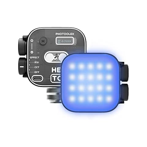 PHOTOOLEX Tofu RGB Camera Light | Full Color RGB LED Light 2500-9900K, Portable LED Video Lighting w Rechargeable Battery, Cold Shoe Mount, Magnet for DSLR Camera, GoPro, Video, Photography (Black) Cover