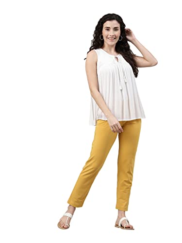 Image of GO COLORS Cotton Stretch Kurti Pants Full Length for Women | Breathable, Mid Rise, Tall
