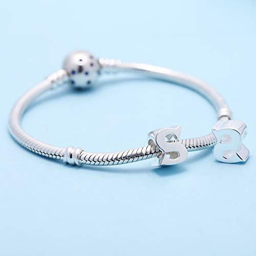 Alphabet Charms Fit Pandora Charms Bracelet 925 Sterling Silver Letter Initial A-Z Beads For Christmas Mothers Gifts (S) #TOP3