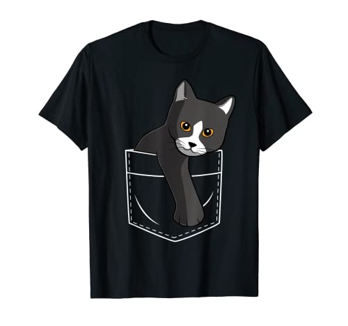 Cute Tuxedo Cat In Pocket Funny Cats Gift Men Women T-Shirt