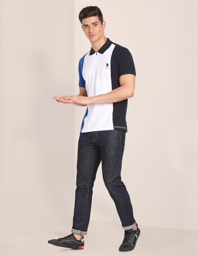 Image of U.S. Polo ASSN. Pattern Slim Fit Polo T Shirts for Men - 100% Cotton, Half Sleeves Mens Tshirt