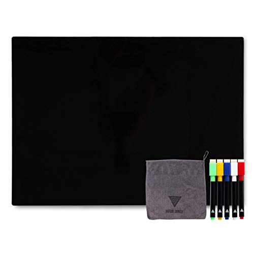 Magnetic Black Wet/Dry Erase Board for Fridge - Sleek Design for Black Refrigerator - Perfect Blackboard for Weekly Reminder or menu Board - Nano Material Prevents staining - 16.5 x 12 in