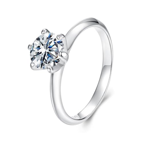 GemKing MSR055-6 Anel Moissanite Pérola, 8, Prata esterlina, Sem Pedra Preciosa