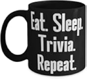 Btbaspa Eat Sleep Trivia Repeat Mug - 11 Oz Ceramic Coffee Cup, Gift For Trivia Fans, Women & Men, Hobby Present