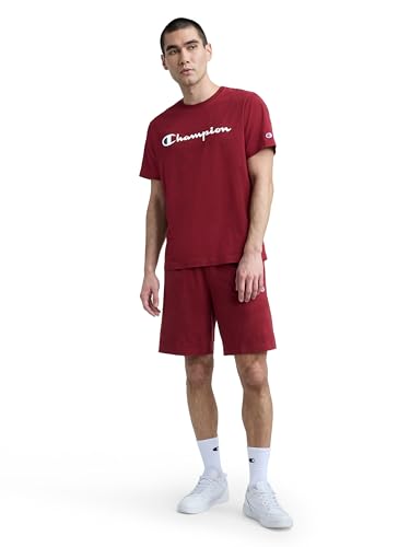 Image of Champion Men's Graphic Short Sleeve T-Shirt, Standard Fit, Classic Script Logo, Midweight 100% Cotton
