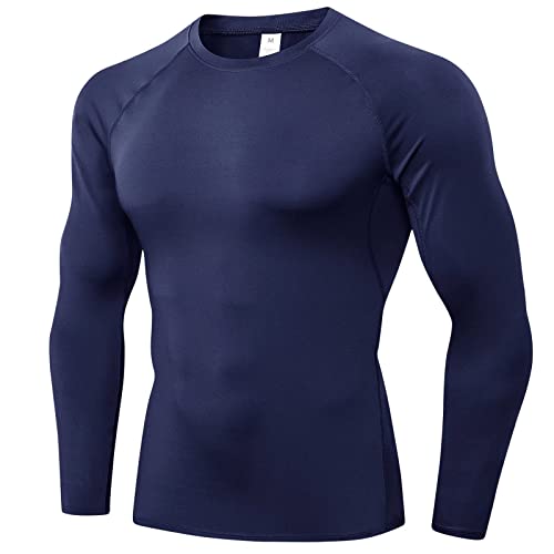 Sillictor Mens Base Layer for Ski Golf Running UPF 50+ Muscle Fit Mens Compression Tops Long Sleeve Sports Gym Tops Men Quick Dry Riding Football Underlayer,Breathable High Wicking Muscle Support