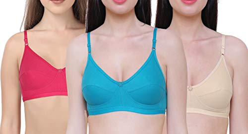 Image of INNER TOUCH Women's Cotton Non-Padded Bra (Pack of 3)