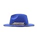 Fashion Women Wide Brim Fedora Floppy Panama Hat with Belt Buckle Women Belt Buckle Fedora Hat Women (Blue, One Size)