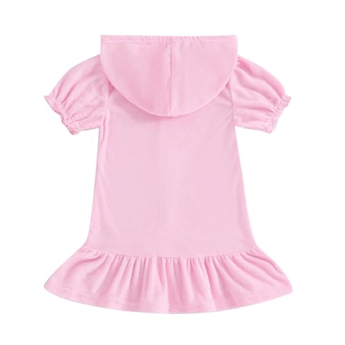 Girls Hooded Terry Cover Up Swimsuit Zipper Swim Dress Short Sleeve Ruffle Coverups Bathing Suit Swimwear2