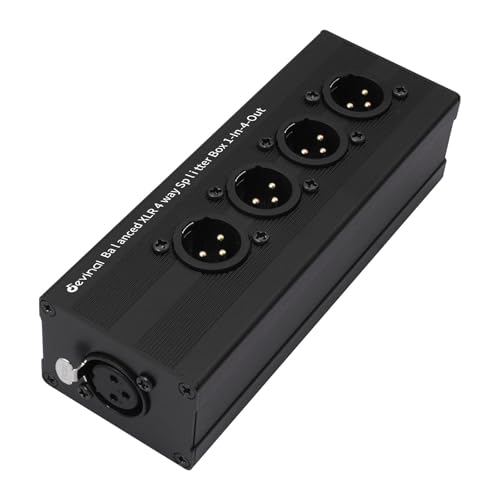 Devinal 1-IN-4-OUT XLR Audio Splitter Box ; XLR 1 Female to 4 Male Balanced Converter ; 4-Way Stereo Passive Audio Cable