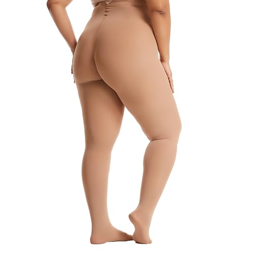 Image of Frola Plus Size Tights for Women Semi Opaque Control Top High Waist Stockings 60 Denier Women's Pantyhose 2X 3X 4X 5X