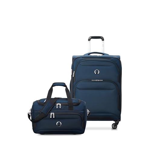Image of DELSEY PARIS Sky Max 2.0 Softside Expandable Luggage with Spinner Wheels 2 Piece Set, Blue (24 Inch /Duffle)