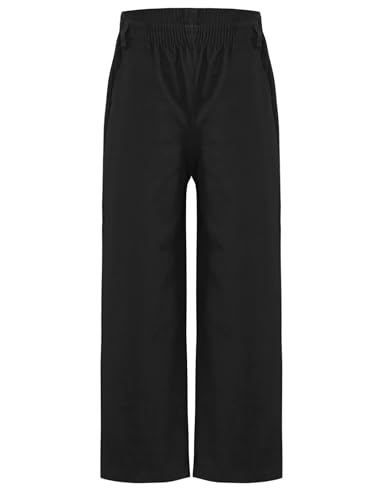 TiaoBug Kids Boys School Uniform Pants Solid Straight Leg Trousers Elastic Waist Casual Pull On Bottoms with Pockets