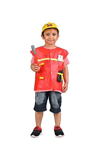 Image of BookMyCostume Fireman Fire Fighter Community Helper Kids Fancy Dress Costume 4-5 years