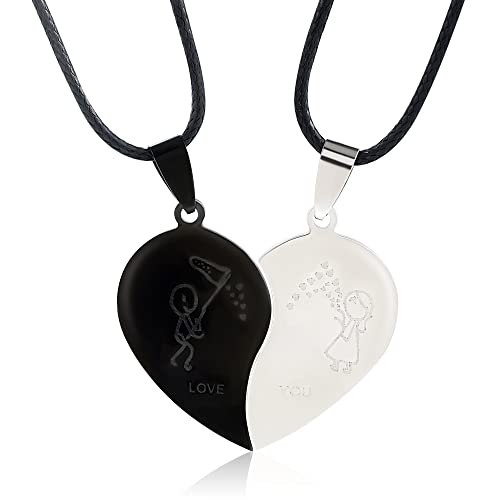 MISS RIGHT Matching Cat Yin Yang Necklace for Couples Women Men, Stainless Steel Puzzle Pet Dog BFF Necklaces for 2, Funny Cat Dog Lovers Gifts