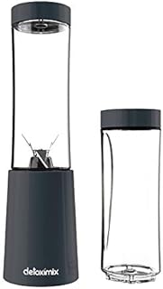 DETOXIMIX MINI Blender ultra compact 150 W - 2 bouteilles de transport plastique SANS BPA 280ml et livret de recettes smoothie inclus (Grey anchor)