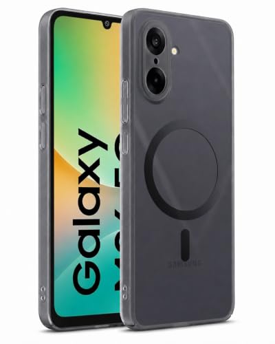 Image of DIZORO Matte Case for Samsung Galaxy M06 Compatible with MagSafe, Camera Lens Full Protection, Shockproof Translucent Frosted TPU Soft Phone Cover, Anti-Fingerprint (Black)