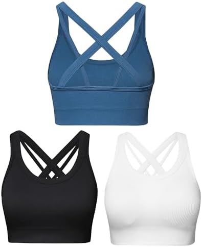 Sports Bras for Women HIigh Support, Criss-Cross Back Padded Stra...