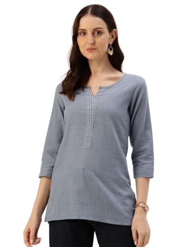 Image of Elegant Short Kurti for Women - 3 /4 Sleeves | Round Neck | (S to XXL)